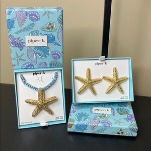 Piper K | Rope Starfish Statement Necklace & Matching Earrings